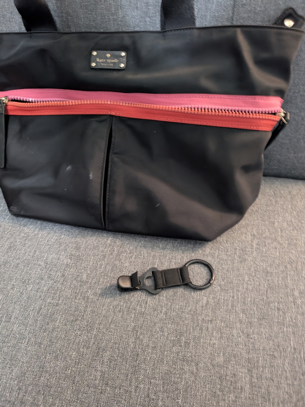 kate spade Black Tote with Pink and Red Zip Accent - Picture 10 of 12